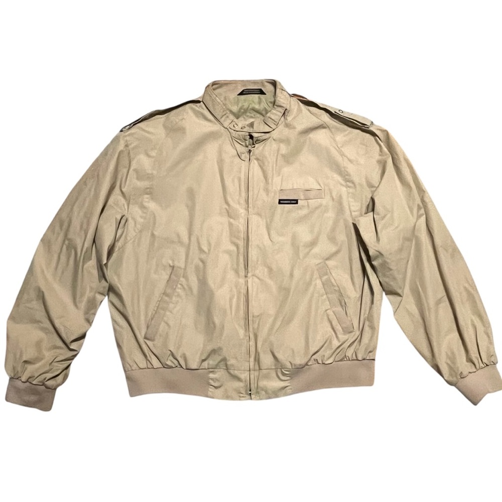MEMBERS ONLY MEN's TAN JACKET SIZE Large LINING, ZIPPER, LONG SLEEVE, Vintage